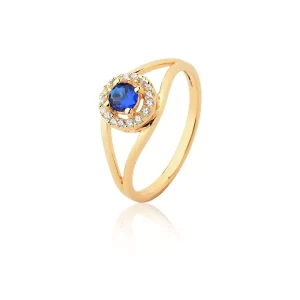Anel Encanto Safira em Ouro 18K com Brilhantes