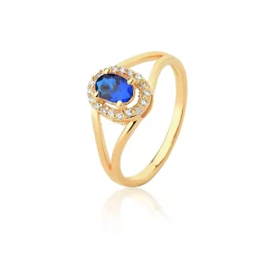 Anel Radiance Safira em Ouro 18K com Brilhantes