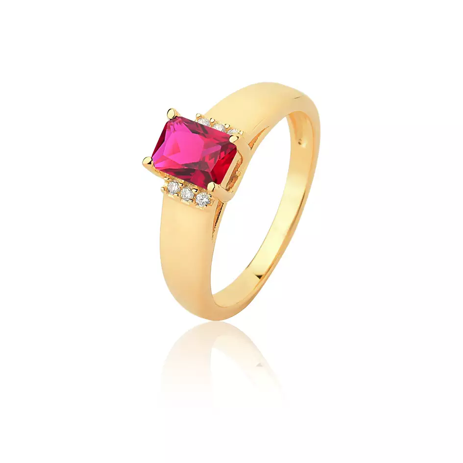 Anel Rubi Contemporâneo em Ouro 18K com Brilhantes