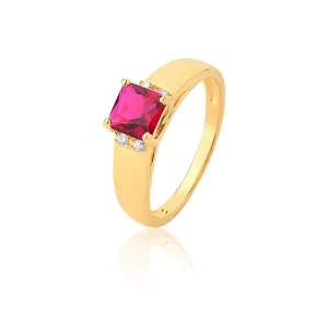 Anel Rubi Clássico Minimalista em Ouro 18K com Brilhantes