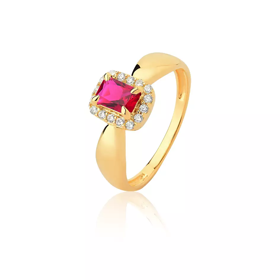 Anel de Formatura Rubi Real Destaque Majestoso em Ouro 18K com Brilhantes