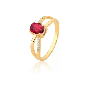 Anel de Formatura Rubi Clássico Real Força e Paixão em Ouro 18K com Brilhantes