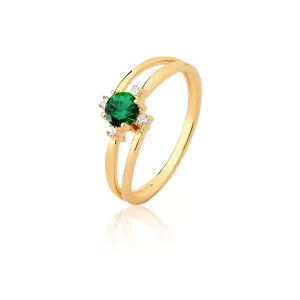 Anel de Formatura Esmeralda Realce Elegância e Conquista em Ouro 18K com Brilhantes