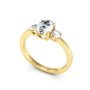 Anel Debutante em Ouro 18K com Três Diamantes  – Modelo Poppy