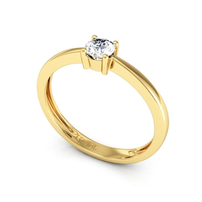 Anel Solitário Eternita em Ouro 18K com Pedra Central