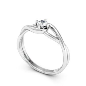 Anel Solitário de Prata com Design Entrelaçado e Zircônia Central – Modelo Hug