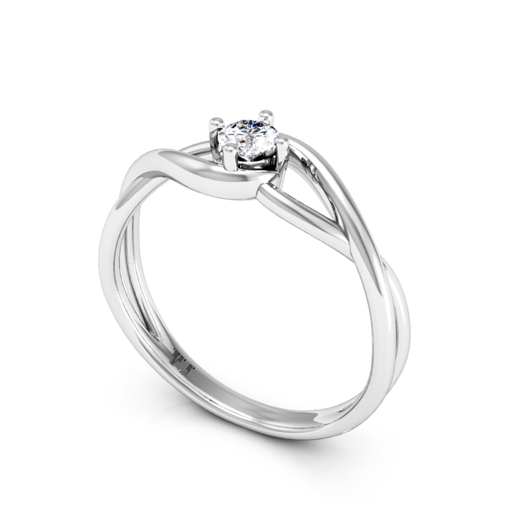 Anel Solitário de Prata com Design Entrelaçado e Zircônia Central – Modelo Hug