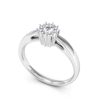 Anel Solitário de Prata com Zircônias – Modelo Joy