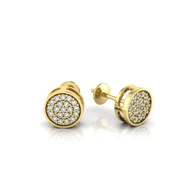 Brinco Redondo em Ouro 18K com Cravação Pavê