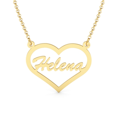 Colar Nome Personalizado com Coração em Ouro 18K