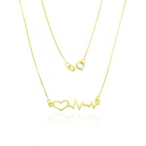 Colar em Ouro 18K com Pingente de Batimentos Cardíacos e Coração