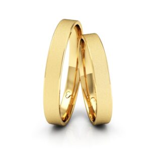 Par de Alianças de Casamento Linha Classic – Ouro 18K 3mm Quadrada com Acabamento Diamantado Fosco