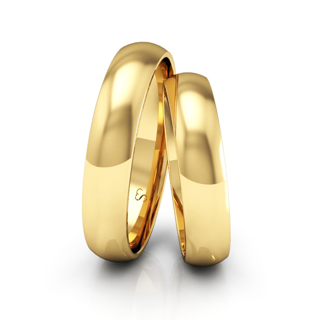 Par de Alianças de Casamento Linha Classic – Ouro 18K 4mm Abaulada Polida
