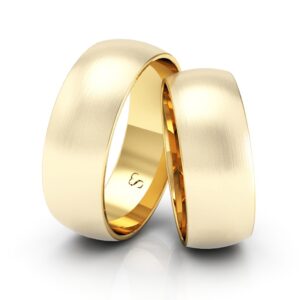 Par de Alianças de Casamento Linha Classic – Ouro 18K 7mm Abaulada Fosca