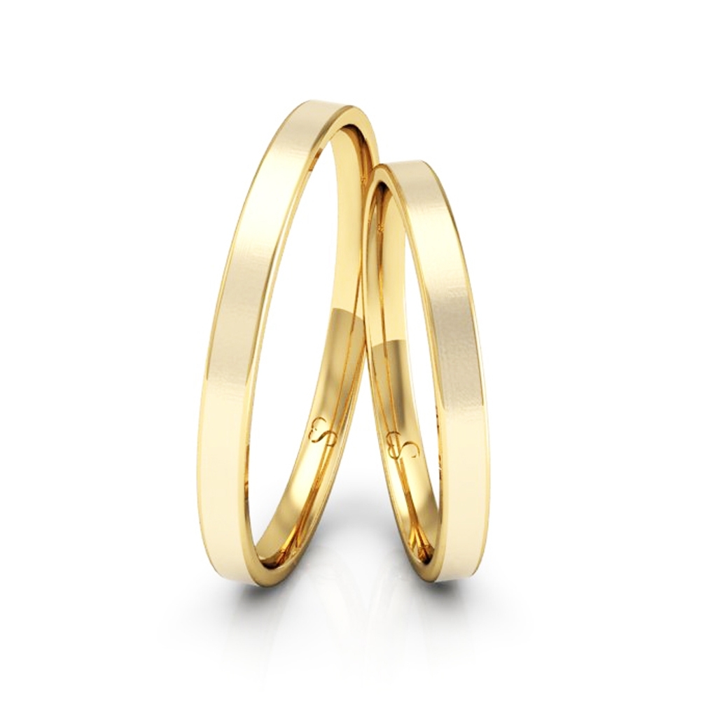 Par de Alianças de Casamento Linha Classic – Ouro 18K Fosco 2mm Quadrada