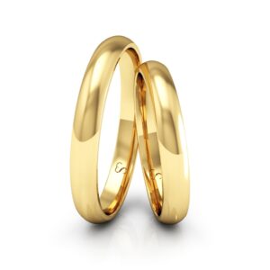Par de Alianças de Casamento Linha Classic – Ouro 18K Polido 3mm Abaulada