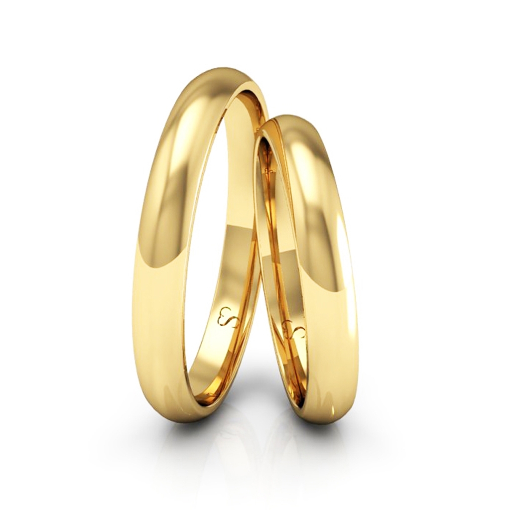 Par de Alianças de Casamento Linha Classic – Ouro 18K Polido 3mm Abaulada