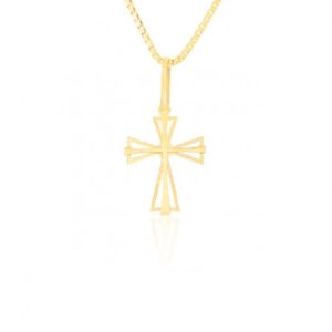 Pingente Cruz Vazado em Ouro 18K