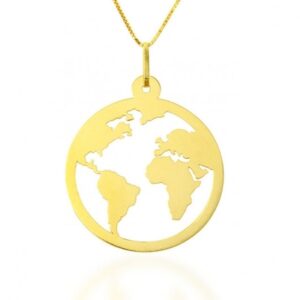 Pingente Mapa-Múndi em Ouro 18K