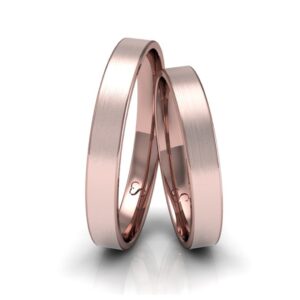 Alianças de Casamento em Ouro Rosé 18K – 3mm Fosca Quadrada