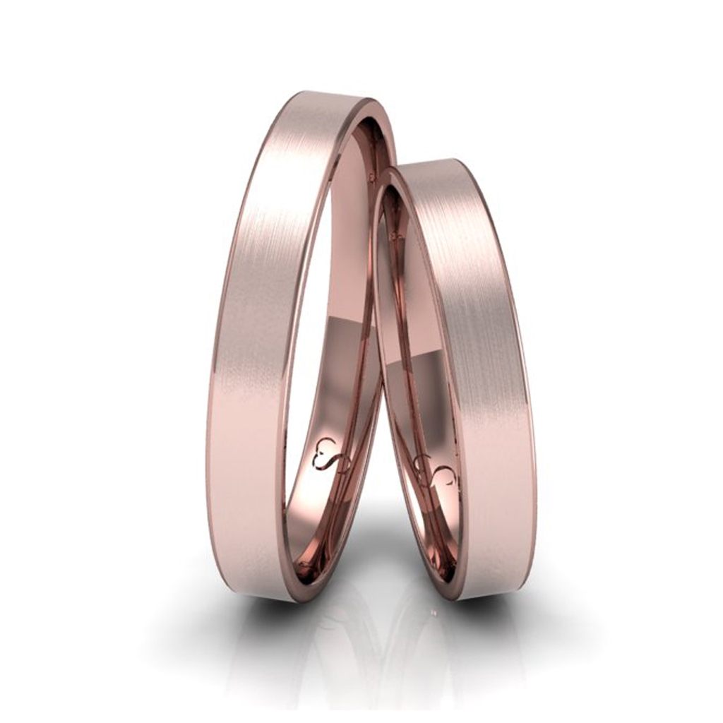 Alianças de Casamento em Ouro Rosé 18K – 3mm Fosca Quadrada
