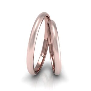 Alianças de Casamento em Ouro Rosé 18K – 2 mm Abaulada Fosca