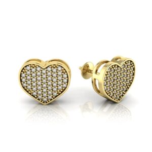 Brinco Coração Médio com Cravejamento Pavê em Ouro 18K