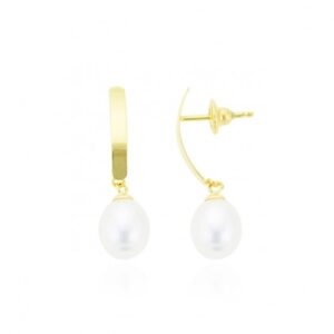 Brinco Haste com Pérola Natural em Ouro 18K