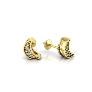 Brinco Lua Pavê em Ouro 18K