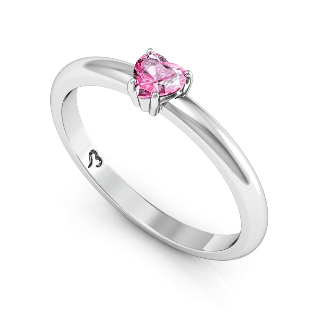 Anel de Prata com Zircônia Coração Rosa – Design Infinite