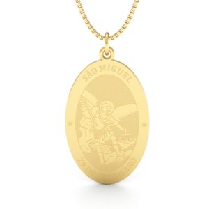 Medalha de São Miguel Arcanjo em Ouro 18K