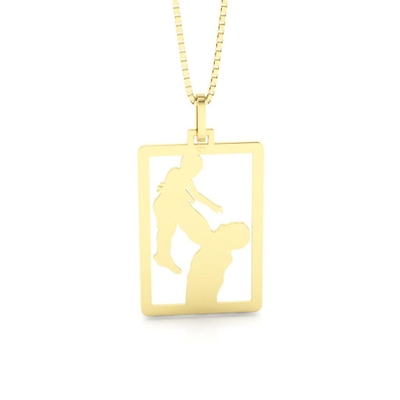 Pingente Pai Erguendo Filho em Ouro 18K