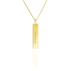 Pingente Plaquinha com Nome em Ouro 18K