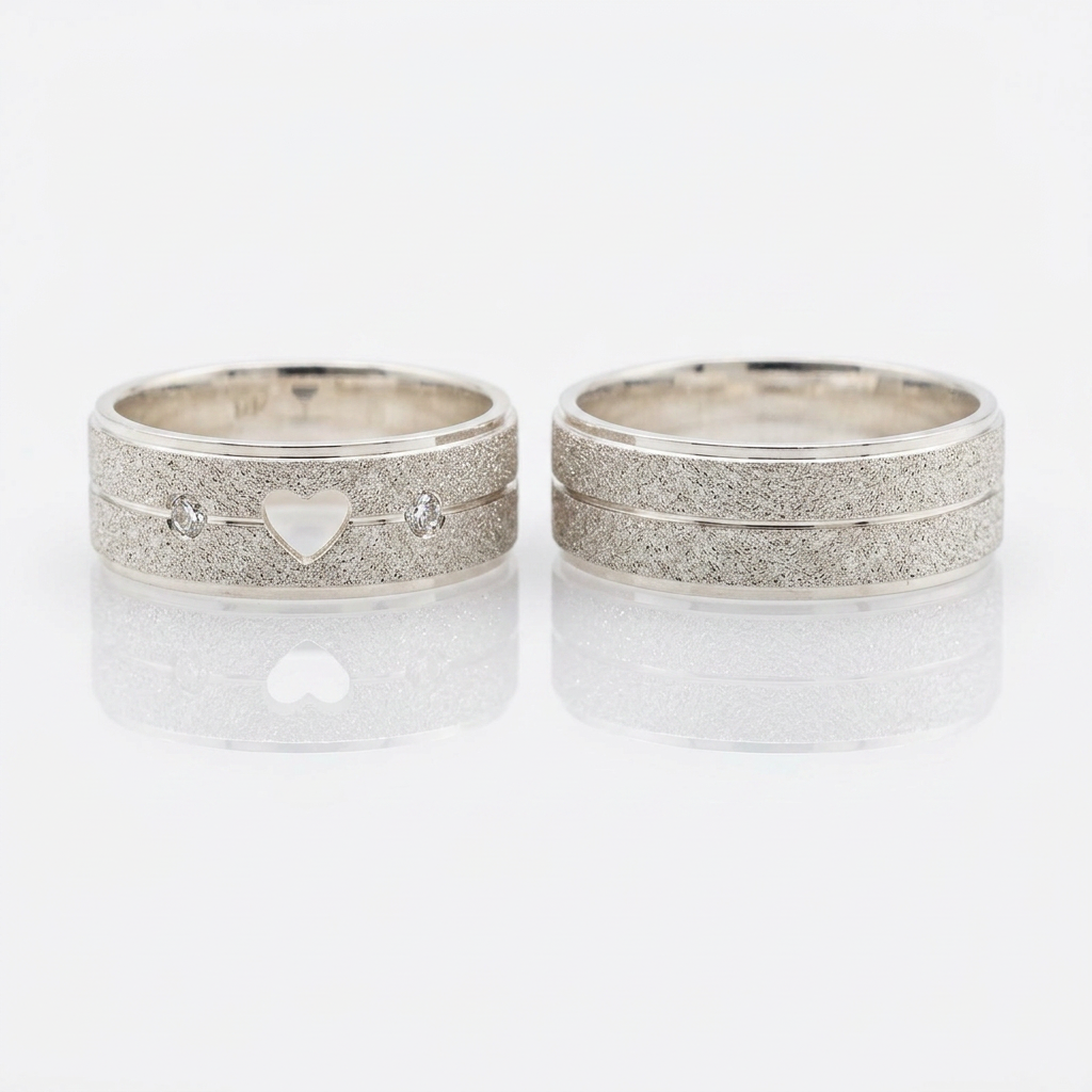 Par de Alianças Eternal Love em Prata 925-Diamantada 7mm