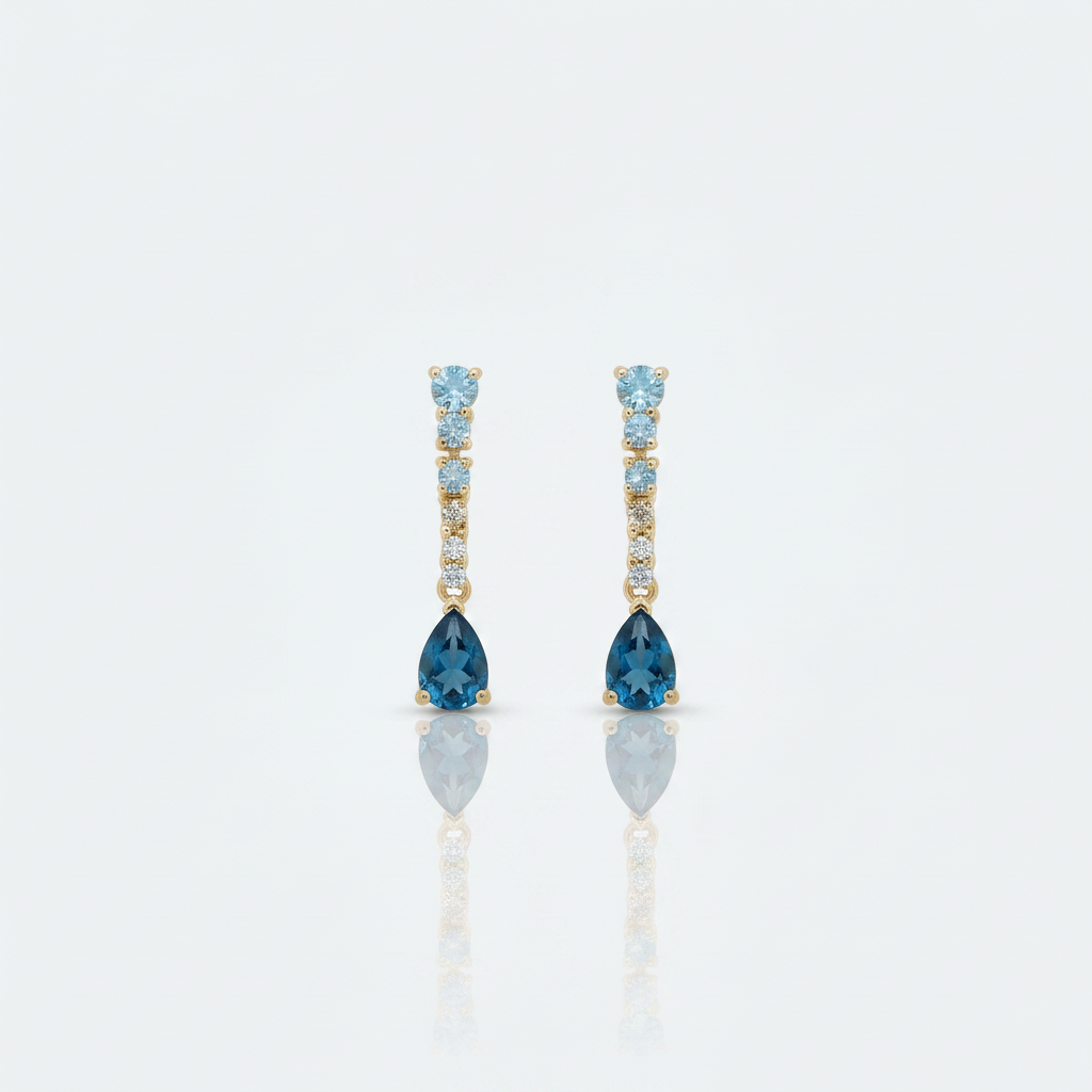 Conjunto Gotas do Oceano em Ouro 18K - Imagem 3