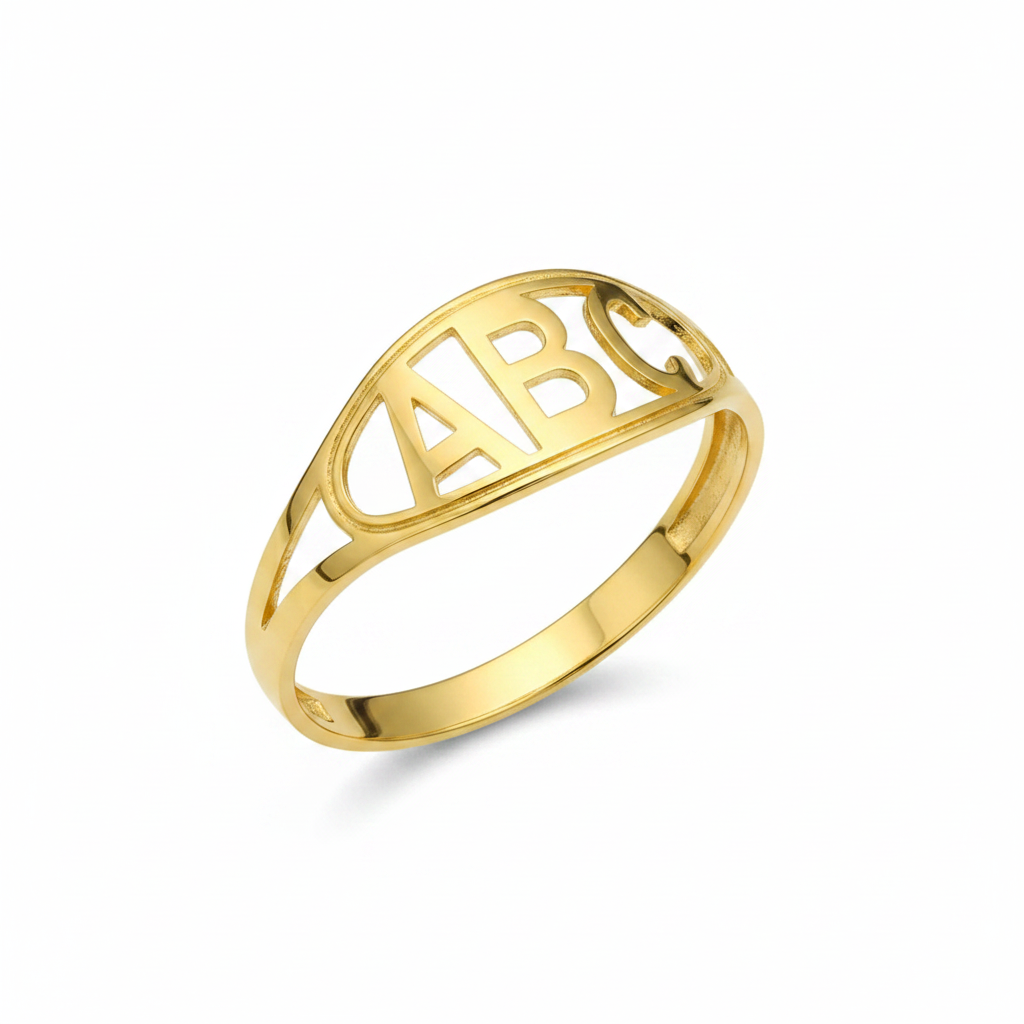 Anel Monograma Personalité em Ouro 18K