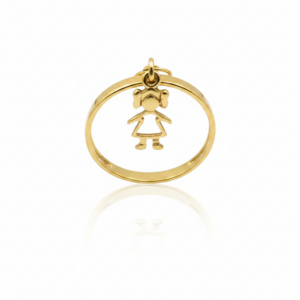 Anel Menina do Coração em Ouro 18K