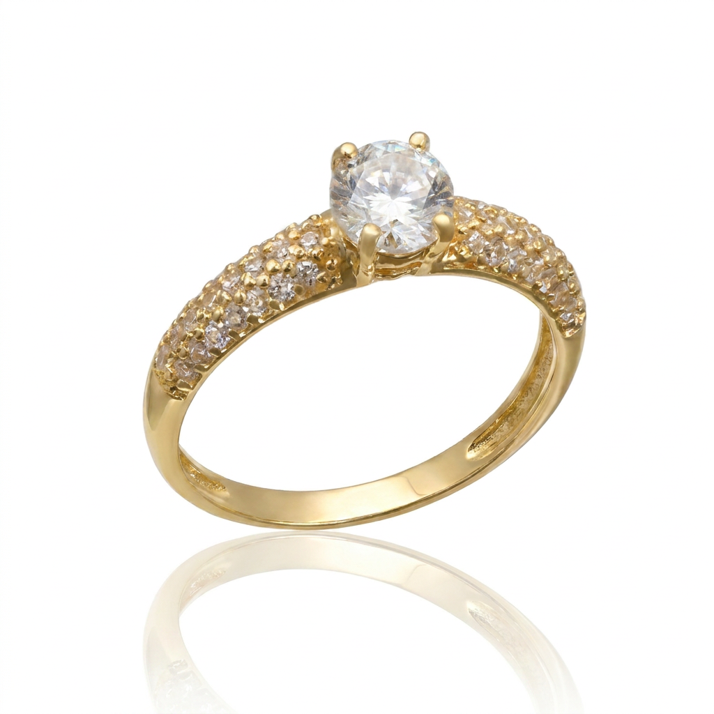 Anel Solitário Pavé Royale em Ouro 18K