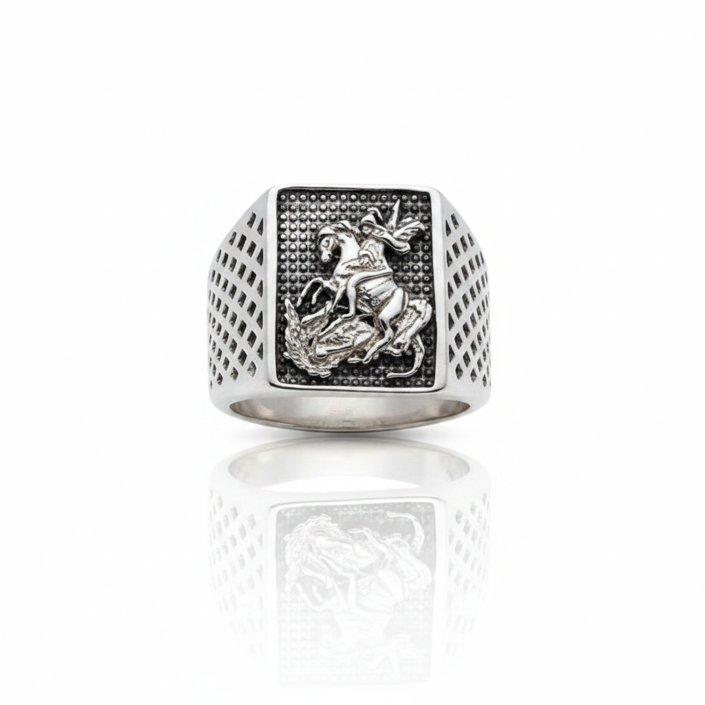 Anel São Jorge Legacy em Prata 925
