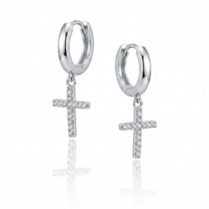 Brinco Argola Cruz Luminare em Prata 925