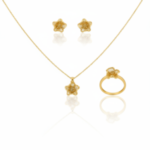 Conjunto Flor Radiante em Ouro 18K