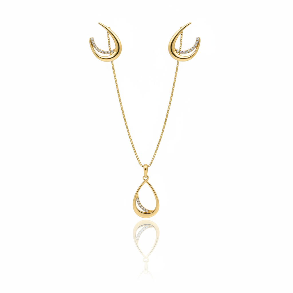 Conjunto Gota Contemporânea em Ouro 18K
