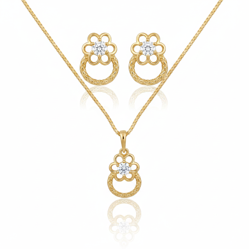 Conjunto Flores do Encanto em Ouro 18K