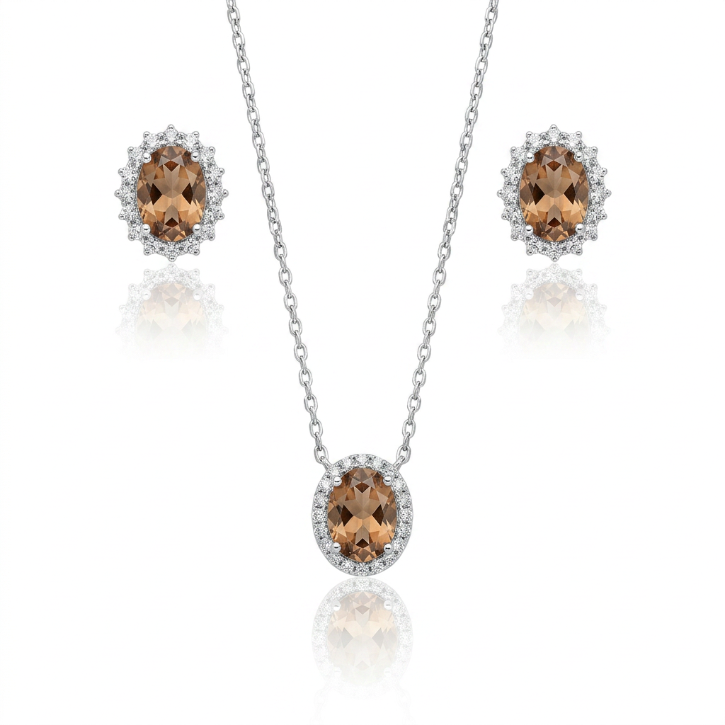 Conjunto Aurora Champagne em Prata 925