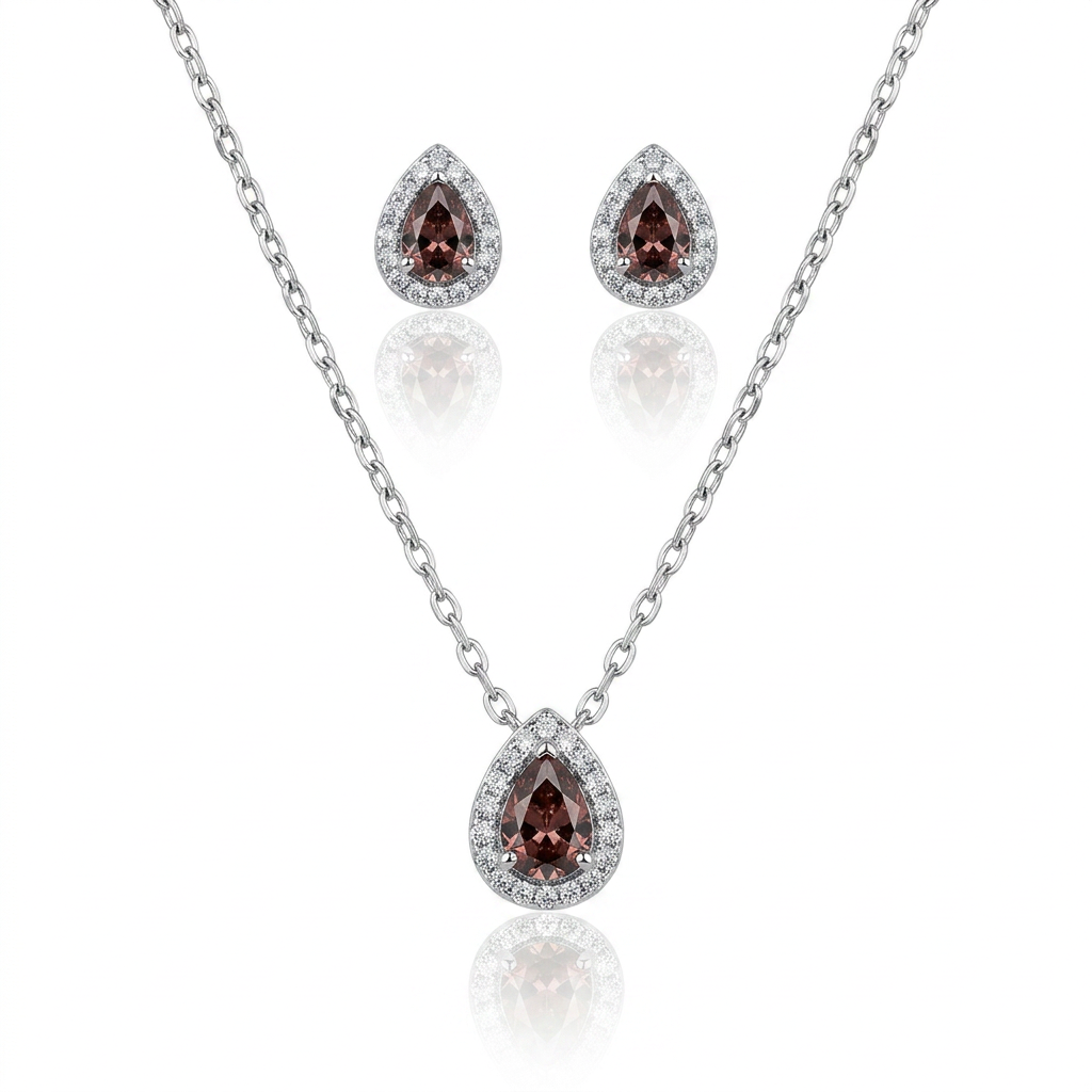 Conjunto Gota Champagne em Prata 925