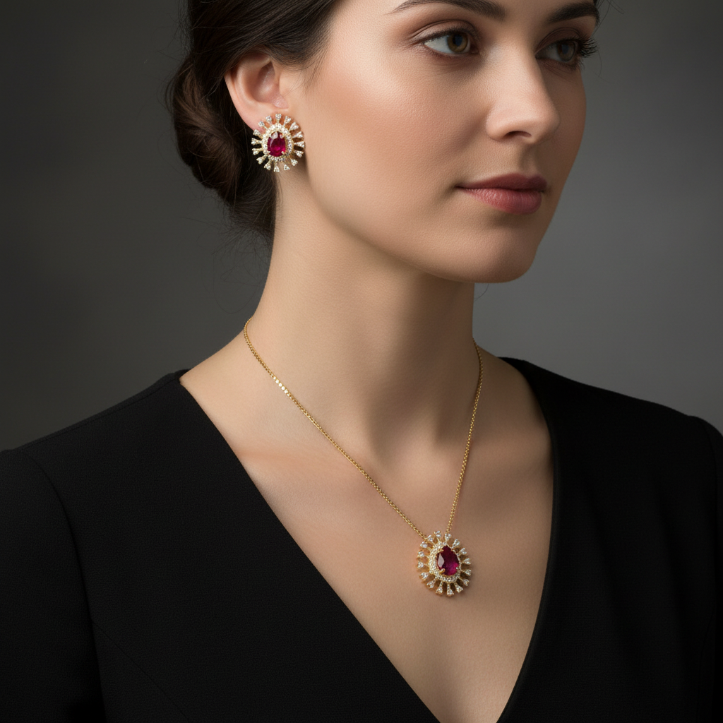 Conjunto Aurora Rubi em Ouro 18K - Imagem 4