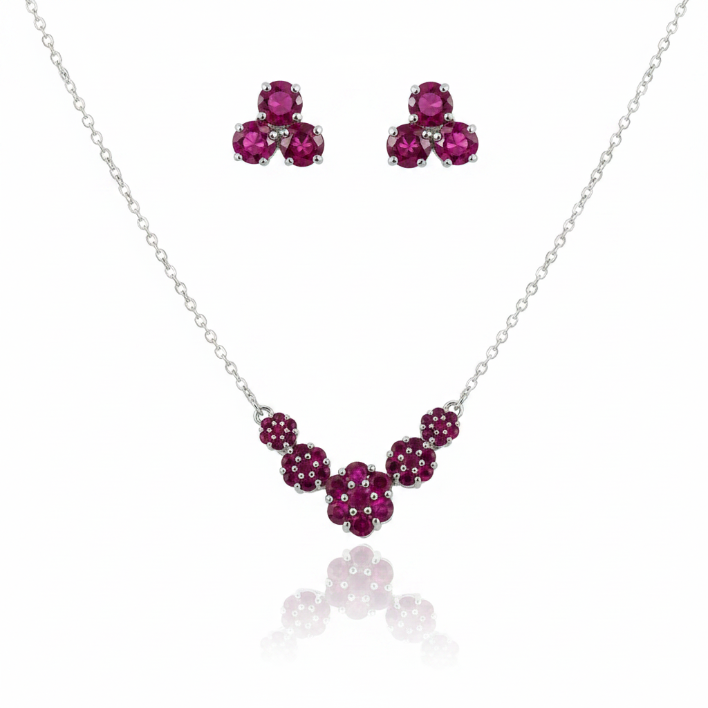 Conjunto Jardim Rouge em Prata 925