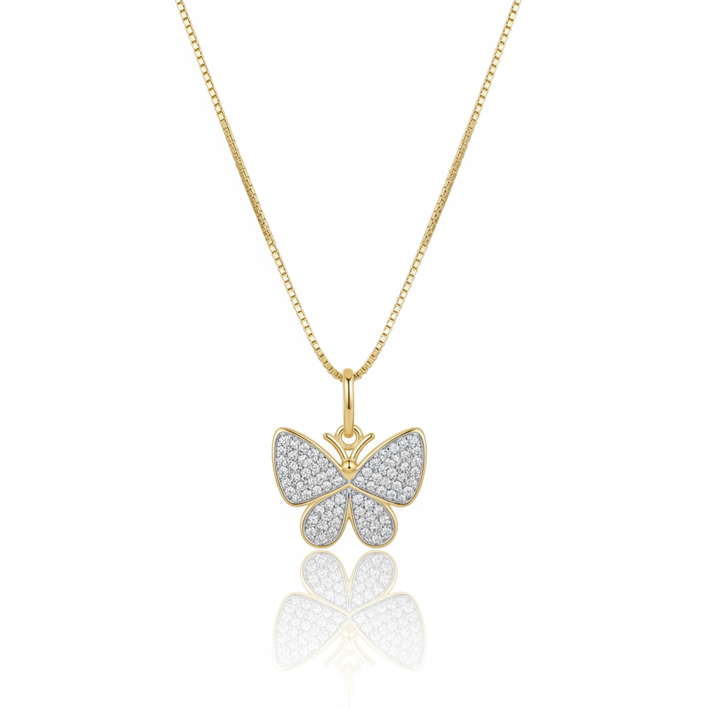 Colar Borboleta Encantada em Ouro 18K
