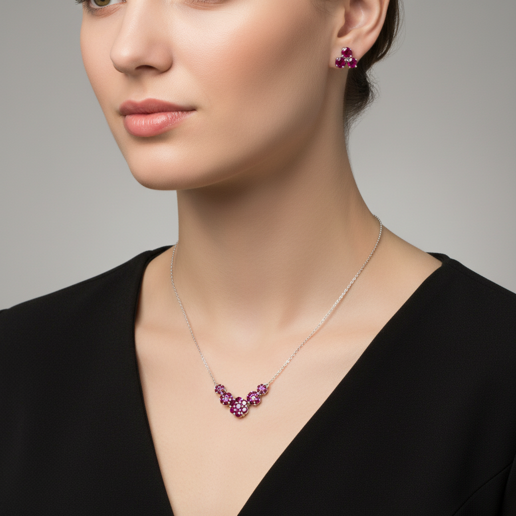 Conjunto Jardim Rouge em Prata 925 - Imagem 2