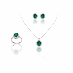 Conjunto Verde Sovereign em Prata 925